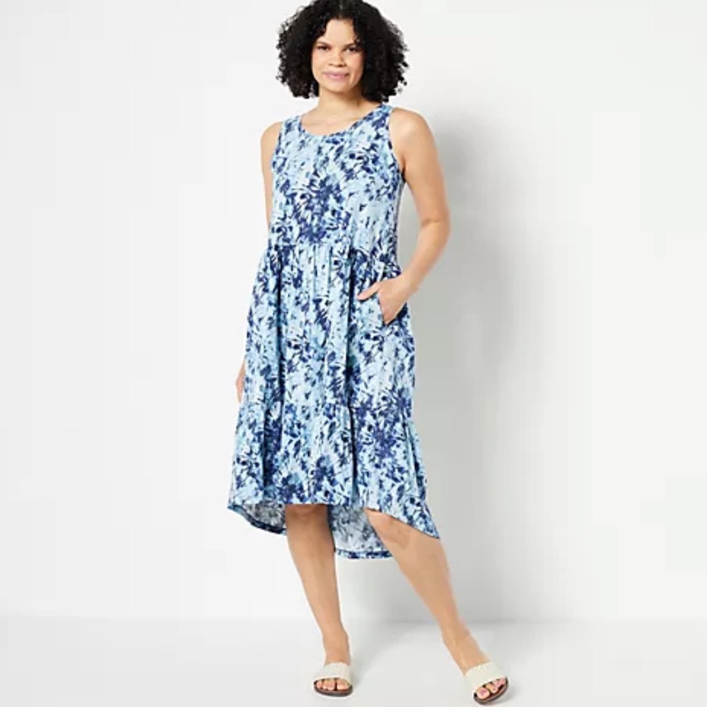 LOGO by Lori Goldstein Regular Sleeveless Tiered Dress